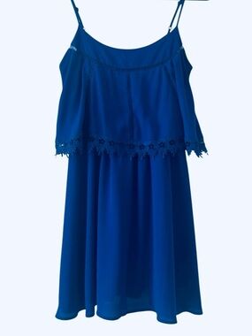 Gianni Bini Royal Blue Crochet & Lace Mini Dress NWTS!  SZ MED